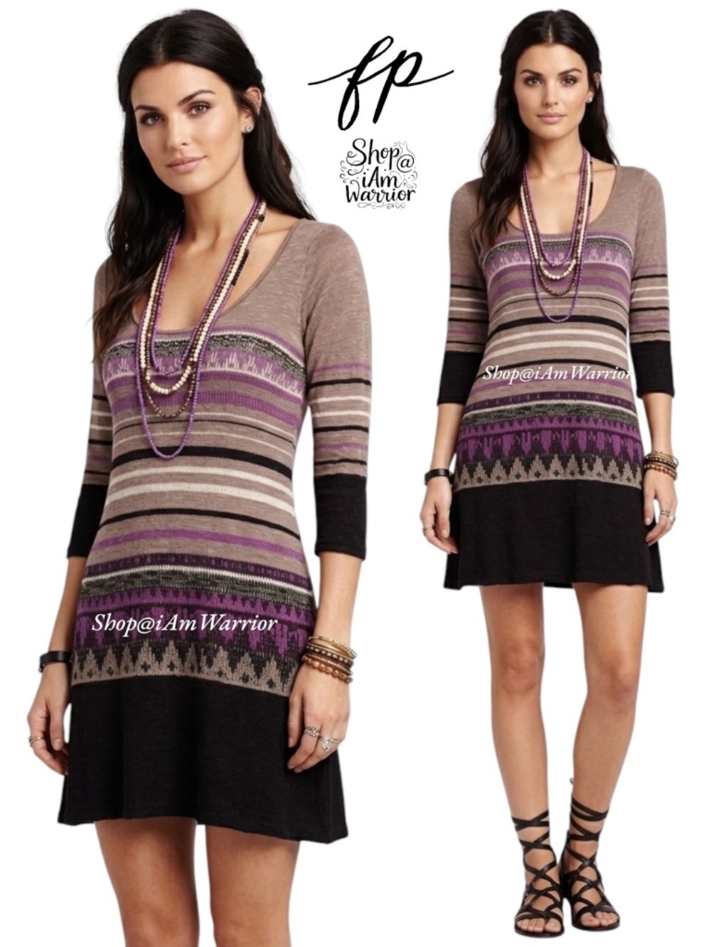Free People scoop-neck striped cotton blend mini dress *Shop@iAmWarrior